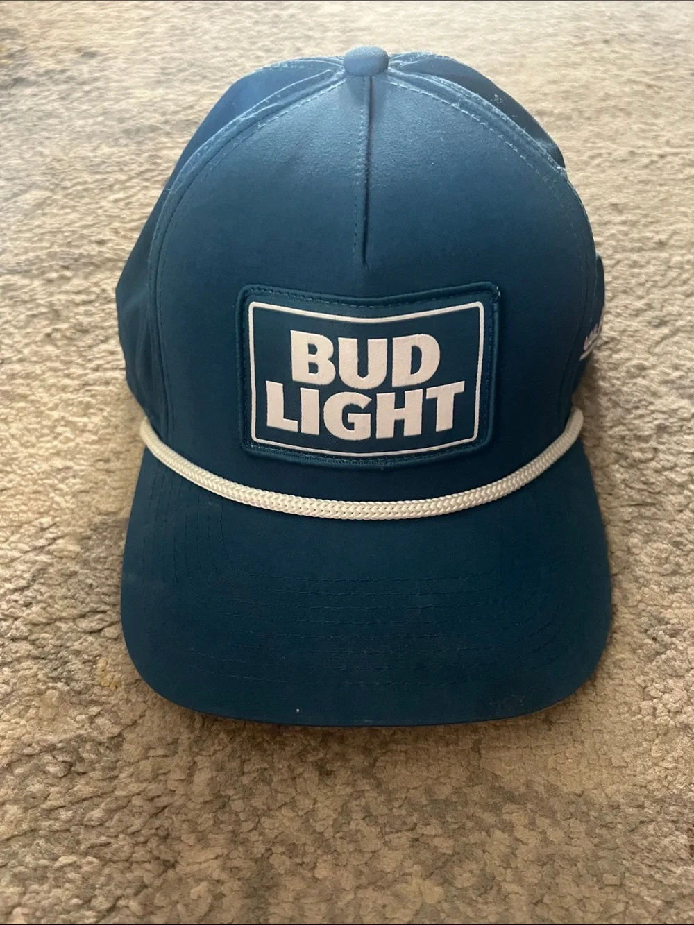 Bud Light Blue Trucker Cap with White Rope Accent Hat